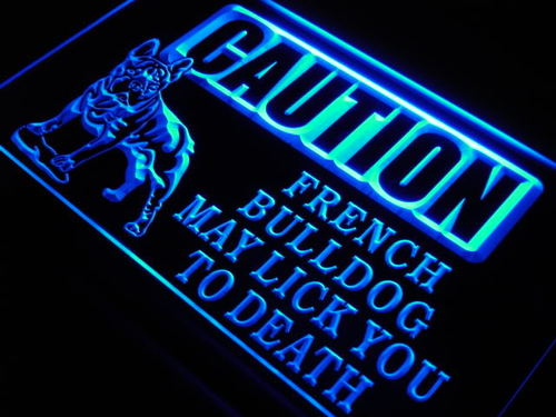 Caution French Bull Dog Lick Pet Neon Light Sign